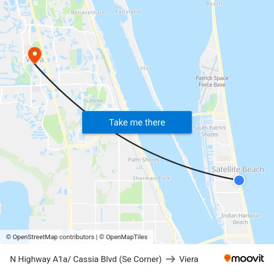 N Highway A1a/ Cassia Blvd (Se Corner) to Viera map