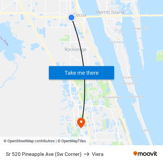 Sr 520 Pineapple Ave (Sw Corner) to Viera map