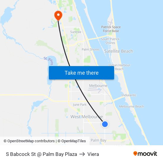 S Babcock St @ Palm Bay Plaza to Viera map