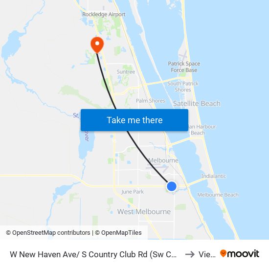 W New Haven Ave/ S Country Club Rd (Sw Corner) to Viera map