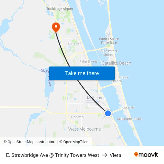 E. Strawbridge Ave @ Trinity Towers West to Viera map