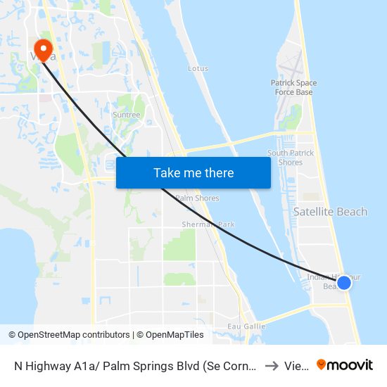 N Highway A1a/ Palm Springs Blvd (Se Corner) to Viera map