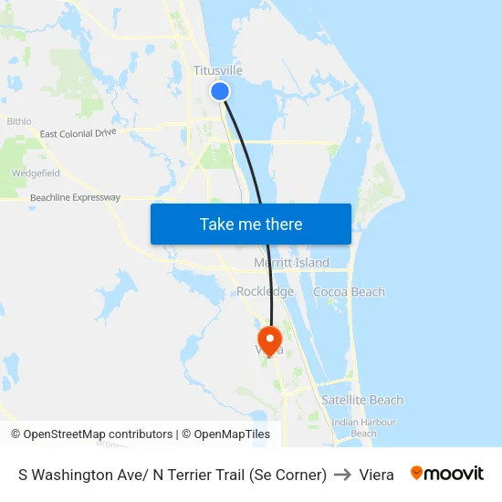S Washington Ave/ N Terrier Trail (Se Corner) to Viera map
