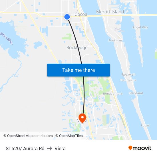 Sr 520/ Aurora Rd to Viera map