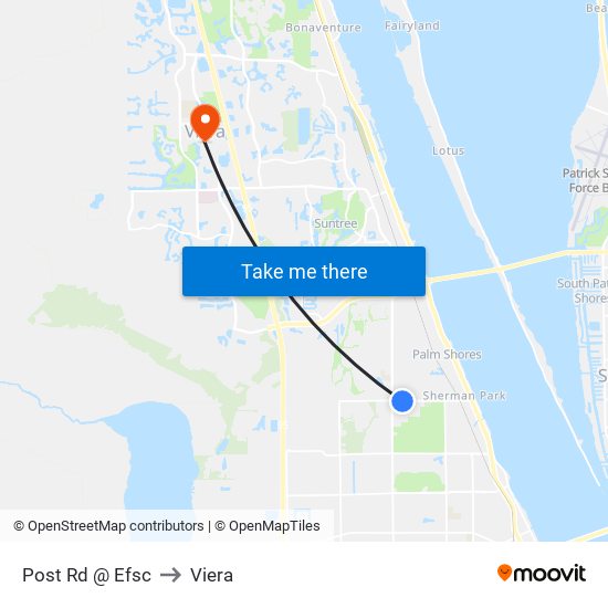 Post Rd @ Efsc to Viera map