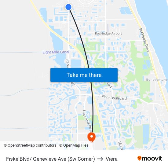 Fiske Blvd/ Genevieve Ave (Sw Corner) to Viera map