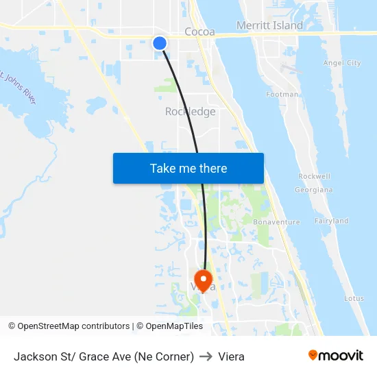 Jackson St/ Grace Ave (Ne Corner) to Viera map