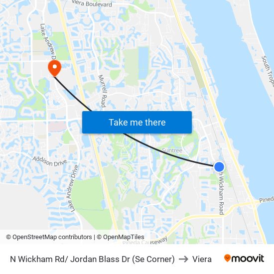 N Wickham Rd/ Jordan Blass Dr (Se Corner) to Viera map