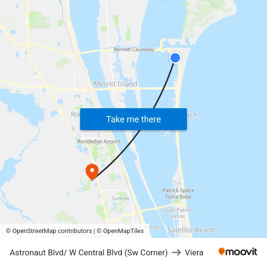 Astronaut Blvd/ W Central Blvd (Sw Corner) to Viera map
