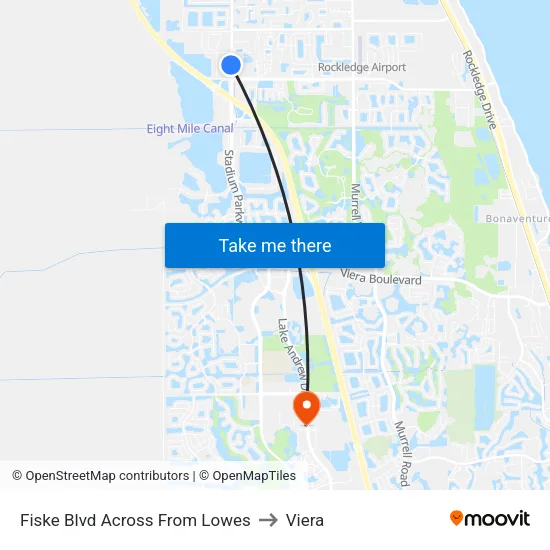 Fiske Blvd Across From Lowes to Viera map