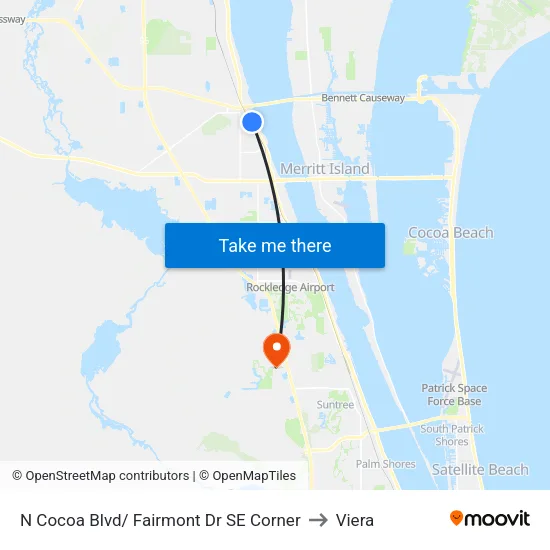 N Cocoa Blvd/ Fairmont Dr SE Corner to Viera map