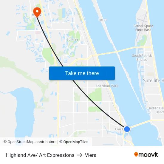 Highland Ave/ Art Expressions to Viera map