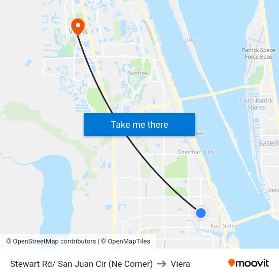 Stewart Rd/ San Juan Cir (Ne Corner) to Viera map