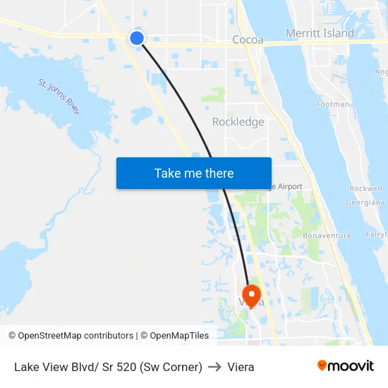 Lake View Blvd/ Sr 520 (Sw Corner) to Viera map