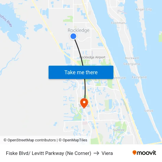 Fiske Blvd/ Levitt Parkway (Ne Corner) to Viera map