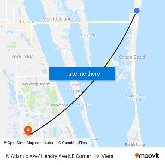 N Atlantic Ave/ Hendry Ave NE Corner to Viera map