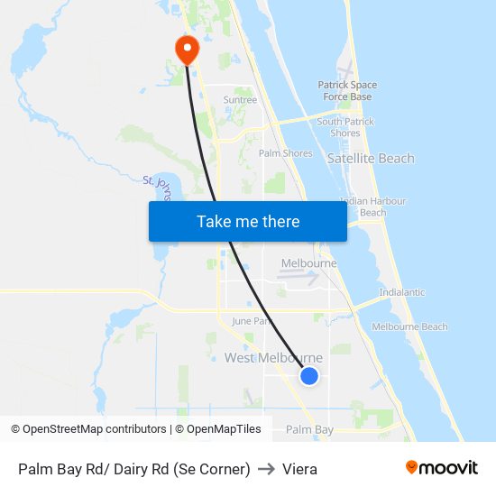 Palm Bay Rd/ Dairy Rd (Se Corner) to Viera map