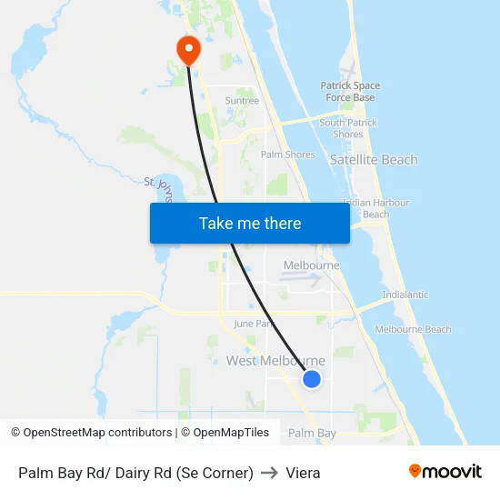 Palm Bay Rd/ Dairy Rd (Se Corner) to Viera map