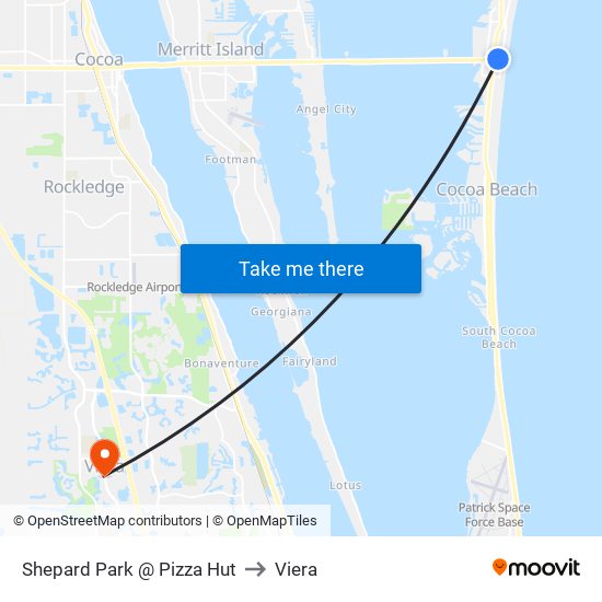 Shepard Park @ Pizza Hut to Viera map