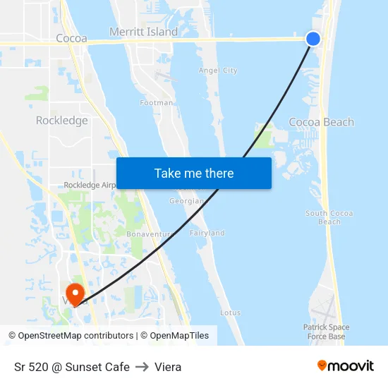 Sr 520 @ Sunset Cafe to Viera map
