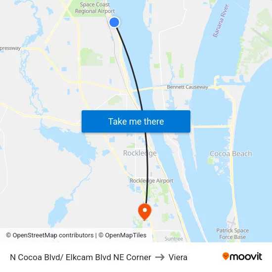 N Cocoa Blvd/ Elkcam Blvd NE Corner to Viera map