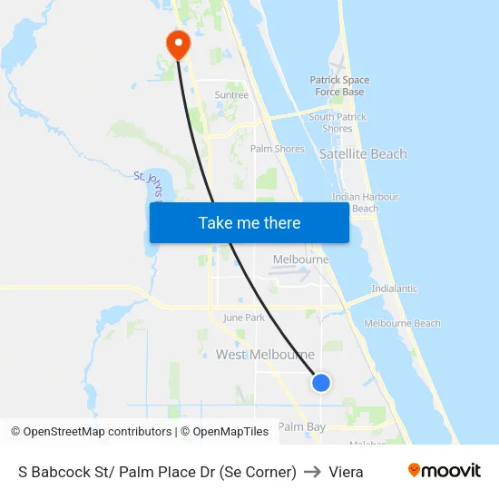 S Babcock St/ Palm Place Dr (Se Corner) to Viera map