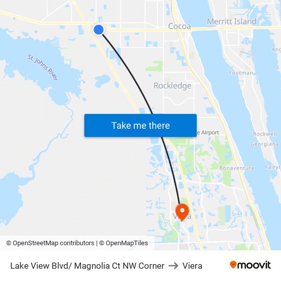 Lake View Blvd/ Magnolia Ct NW Corner to Viera map