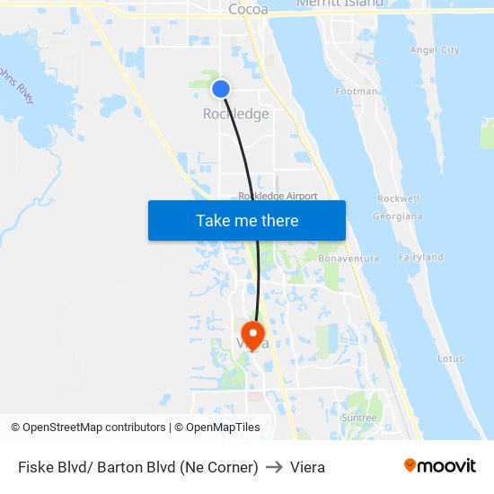 Fiske Blvd/ Barton Blvd (Ne Corner) to Viera map