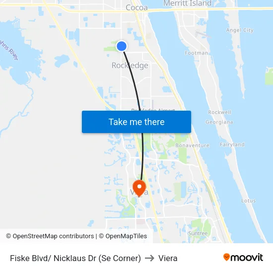 Fiske Blvd/ Nicklaus Dr (Se Corner) to Viera map