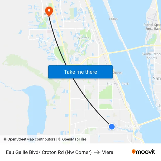 Eau Gallie Blvd/ Croton Rd (Nw Corner) to Viera map
