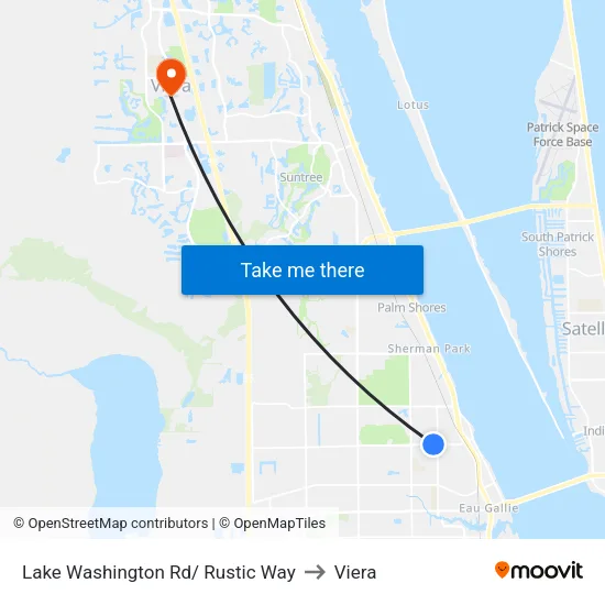 Lake Washington Rd/ Rustic Way to Viera map