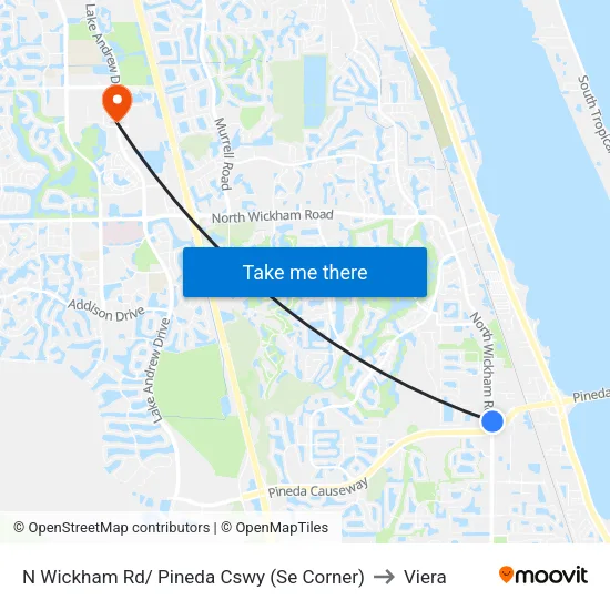 N Wickham Rd/ Pineda Cswy (Se Corner) to Viera map