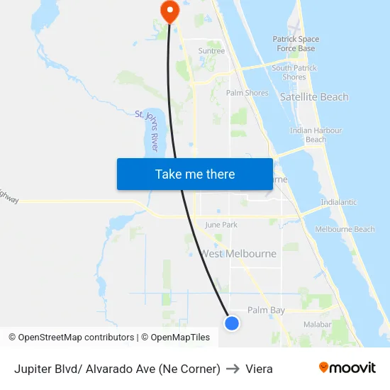 Jupiter Blvd/ Alvarado Ave (Ne Corner) to Viera map