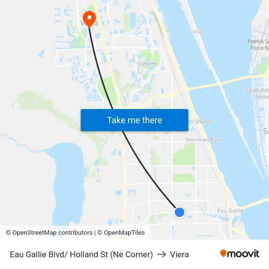 Eau Gallie Blvd/ Holland St (Ne Corner) to Viera map