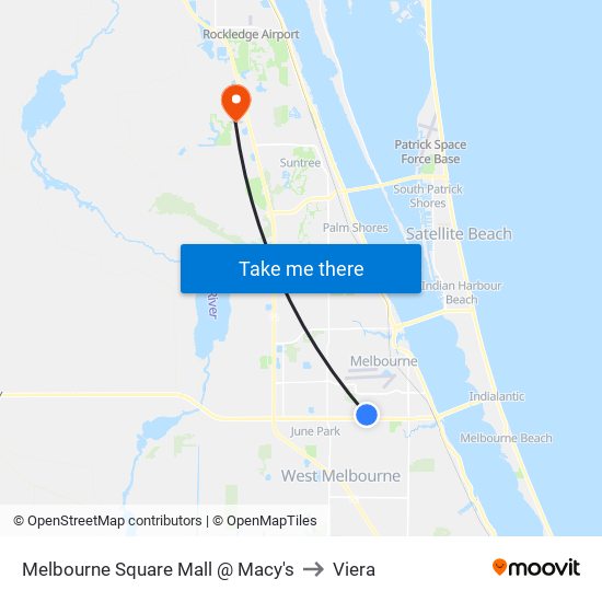 Melbourne Square Mall @ Macy's to Viera map