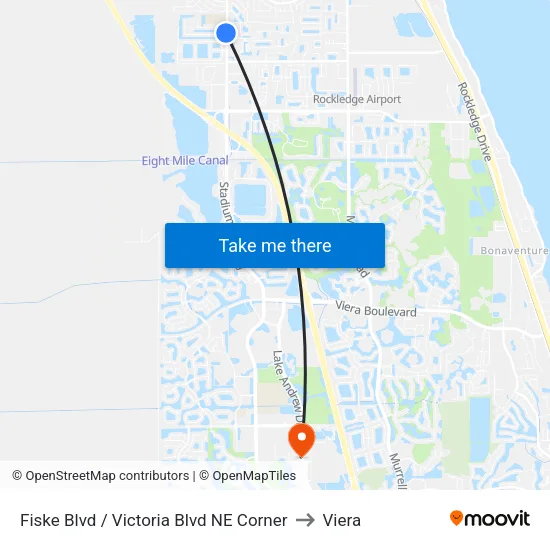 Fiske Blvd / Victoria Blvd NE Corner to Viera map