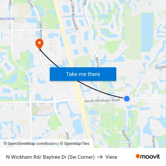 N Wickham Rd/ Baytree Dr (Sw Corner) to Viera map