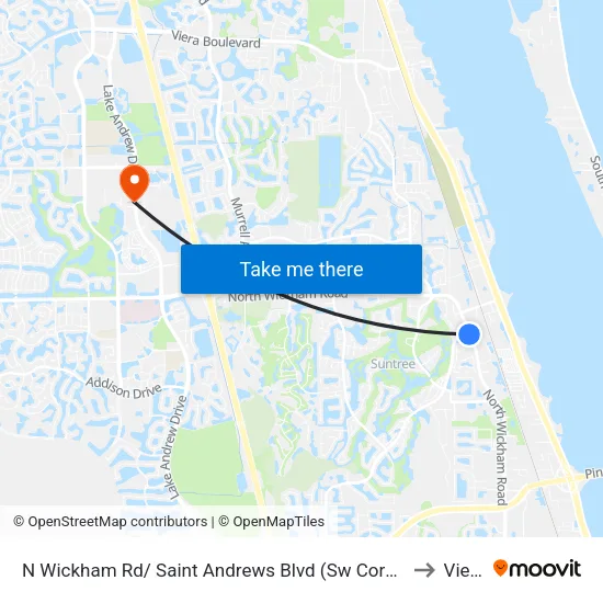 N Wickham Rd/ Saint Andrews Blvd (Sw Corner) to Viera map