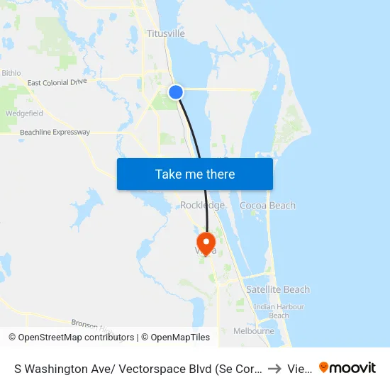 S Washington Ave/ Vectorspace Blvd (Se Corner) to Viera map