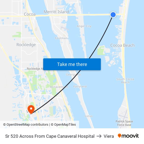 Sr 520 Across From Cape Canaveral Hospital to Viera map