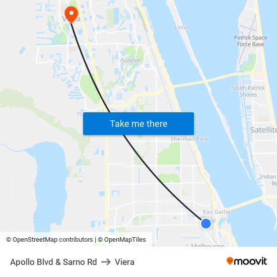 Apollo Blvd & Sarno Rd to Viera map