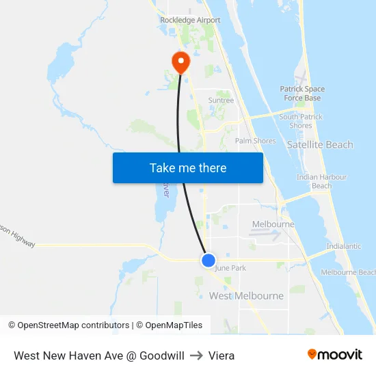 West New Haven Ave @ Goodwill to Viera map