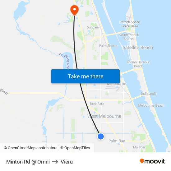 Minton Rd @ Omni to Viera map