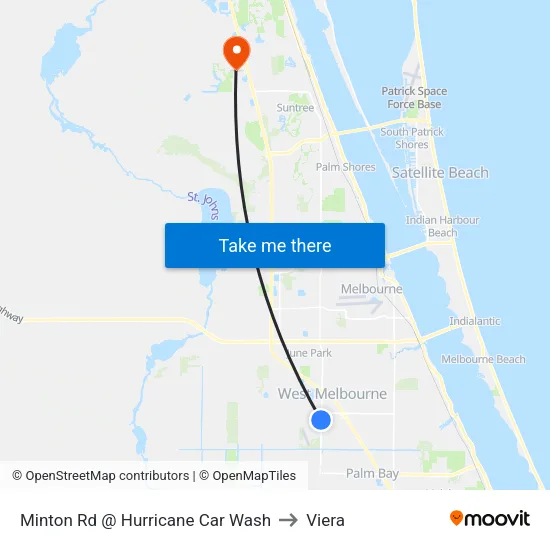 Minton Rd @ Hurricane Car Wash to Viera map