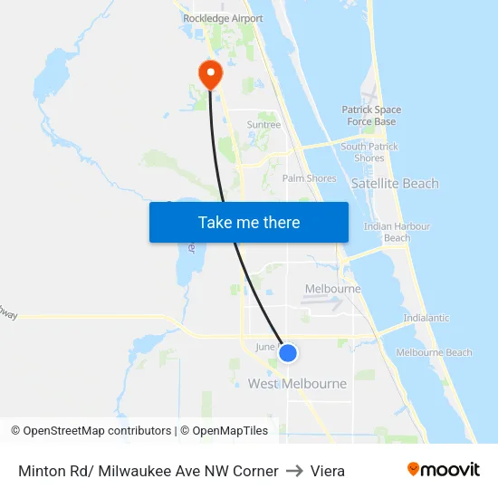 Minton Rd/ Milwaukee Ave NW Corner to Viera map