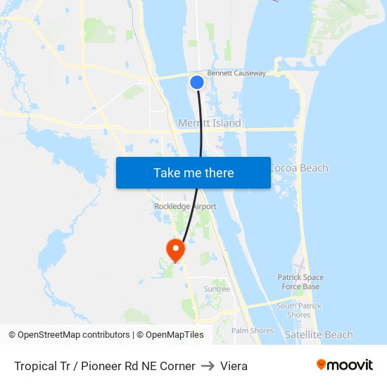 Tropical Tr / Pioneer Rd NE Corner to Viera map