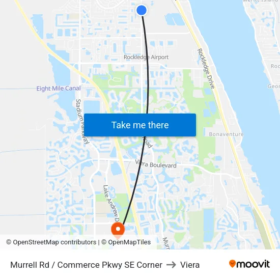 Murrell Rd / Commerce Pkwy SE Corner to Viera map