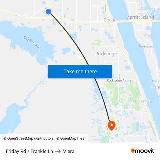 Friday Rd / Frankie Ln to Viera map