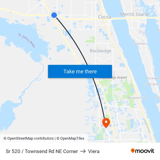 Sr 520 / Townsend Rd NE Corner to Viera map