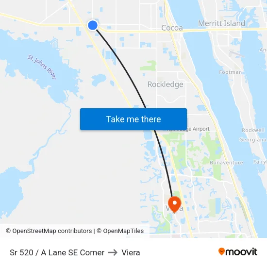 Sr 520 / A Lane SE Corner to Viera map